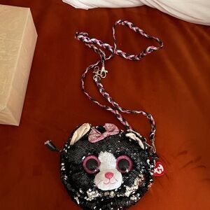 Ty Black and Pink Sequin Cat Bag